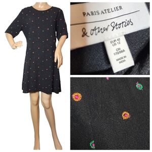 & Other Stories linen blend embroidered dress.